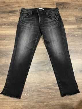 Moussy Black Raw-Hem Straight Jeans